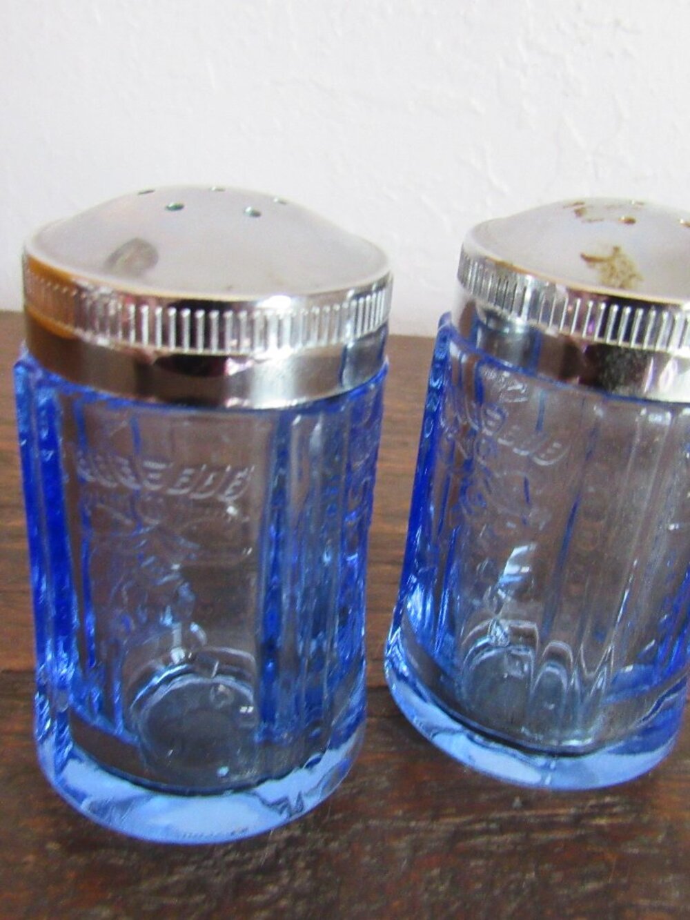 Blue Glass Salt and Pepper Shaker Set